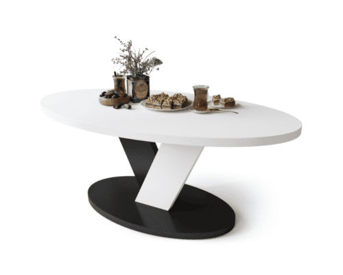 LOVA Sofabord i Hvid & Sort | Ovalt Moderne Design