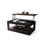 LUSSO – moderne sofabord i eg bruneret og sort mat med løftbar bordplade