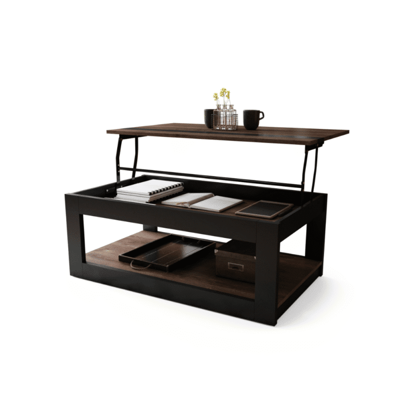 LUSSO – moderne sofabord i eg bruneret og sort mat med løftbar bordplade