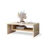 Moderne sofabord i beige og eg