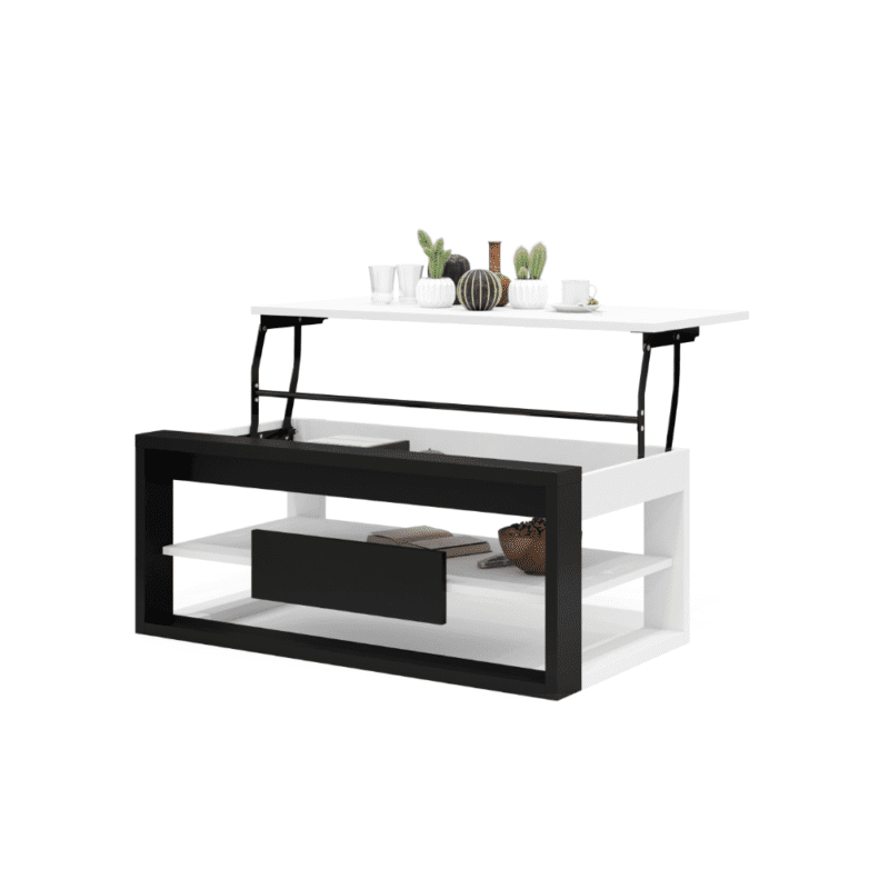 Hæve-sænke Sofabord i Hvid/Sort