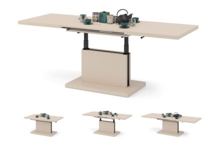 ASTON bordet i beige udtrukket til 200 cm med plads til hele familien.
