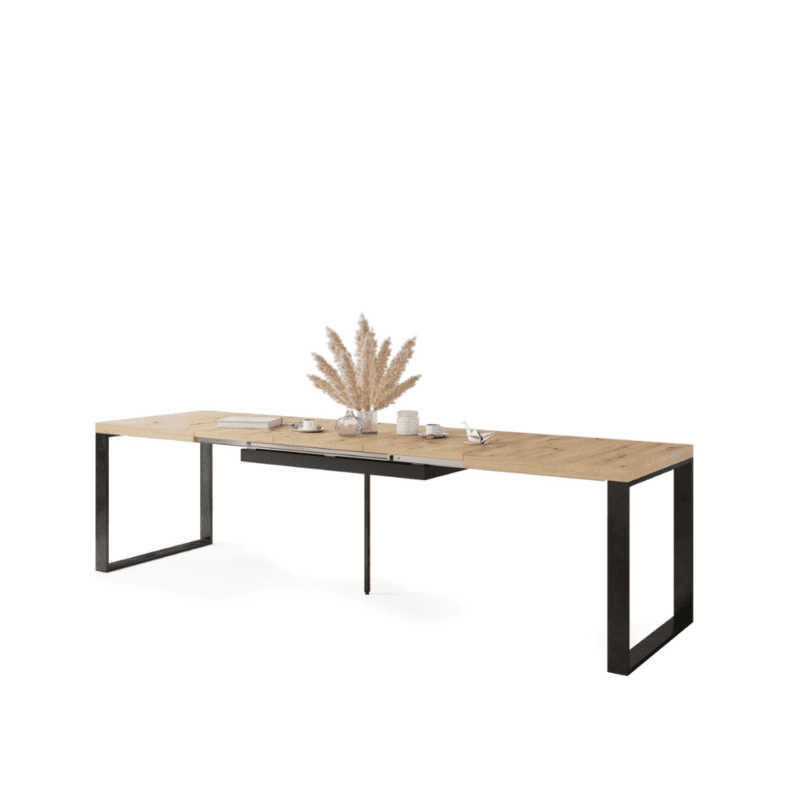 AVARI Spisebord 120-290 cm – Artisan Eg & Sort Metal