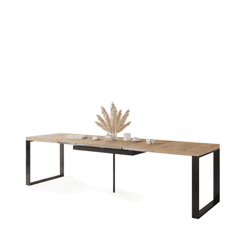 AVARI Spisebord 120-290 cm – Gylden Eg & Sort Metal