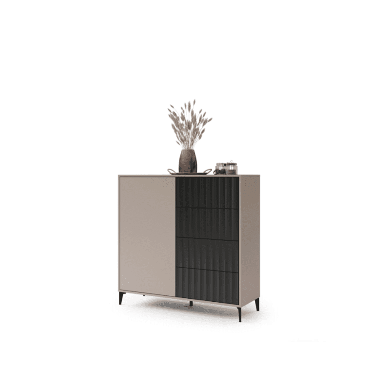 RIMINI Skænk 123 cm – Stilren opbevaring i taupe og sort