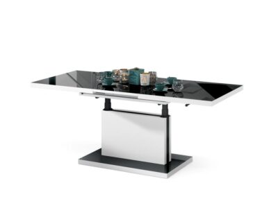 ASTON – grafisk 2-i-1 bord i sort højglans og hvid