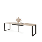AVARI Spisebord 120-290 cm – Lyst trælook og sort metal