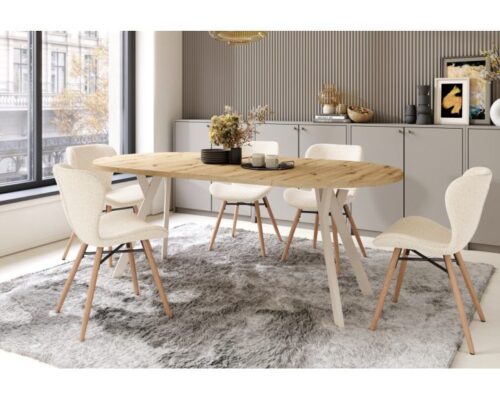 Rundt spisebord med udtræk 100-200 cm