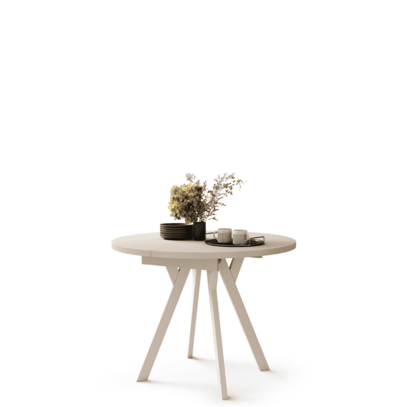 ALMO Rundt Spisebord 90-145 cm | Beige & Beige Metal