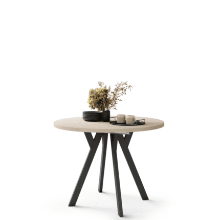 ALMO – moderne rundt spisebord i beige (100-200 cm)