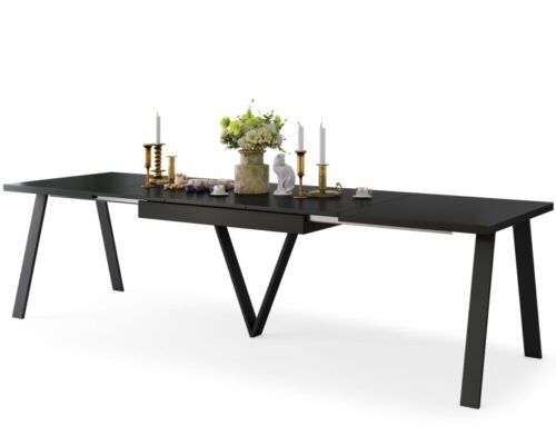 Spisebord - udtræksbord 140-290 cm - metalben - med V-stel