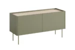 Moderne Olivengrøn tv-bænk på 120 cm med 2 låger og soft-close funktion.