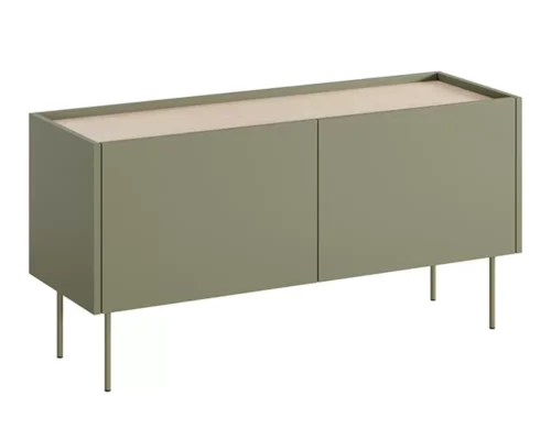 Moderne Olivengrøn tv-bænk på 120 cm med 2 låger og soft-close funktion.