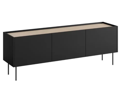 Moderne tv-bænk på 170 cm med 3 låger og soft-close funktion - Sort