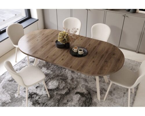 Rundt spisebord med udtræk 100-200 cm