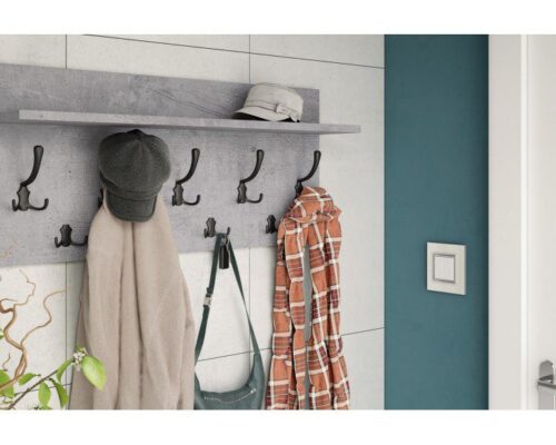 FINLO Knagerække med hylde | Beton-look & Sort | Moouey