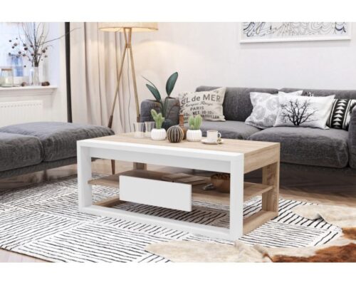 Sofabord med hævefunktion - Hæve-/sænke sofabord - Eg - Hvid