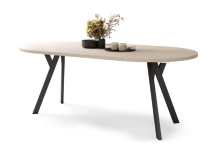 Rundt spisebord på 100 - 200 cm - udtræksbord med Y-ben