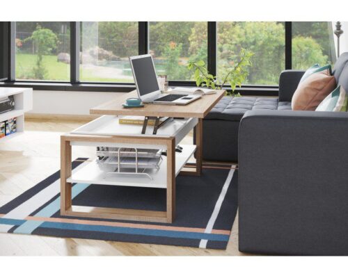 NUO – moderne hæve-/sænke sofabord - Eg - Hvid