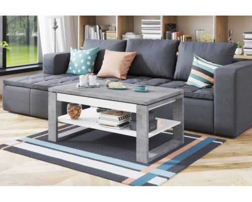 NUO – moderne hæve-/sænke sofabord - beton -hvid