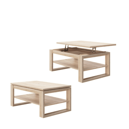 Moderne hæve-/sænke sofabord med praktisk skjult opbevaring.