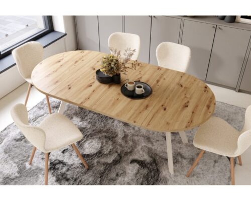 Rundt spisebord med udtræk 100-200 cm