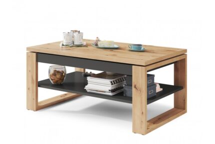 NUO – moderne hæve-/sænke sofabord 110 cm - Artisan Eg - Antracit