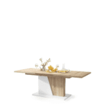 Moderne spisebord i Sonoma eg med to-farvet sokkel og udtræk.