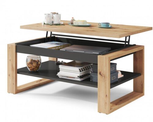 NUO – moderne hæve-/sænke sofabord 110 cm - Artisan Eg - Antracit