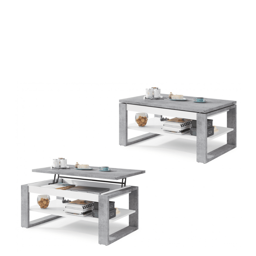 NUO Hæve-/sænke Sofabord | Beton & Hvid | Moouey