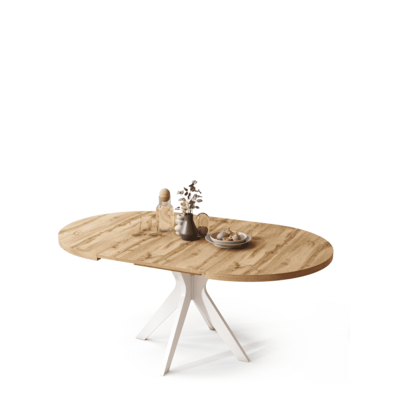 Rundt spisebord med butterfly-udtræk