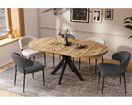 Rundt spisebord på 110 180 cm - udtræksbord
