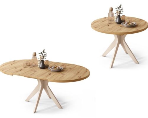 Rundt spisebord på 90-145 cm - udtræksbord