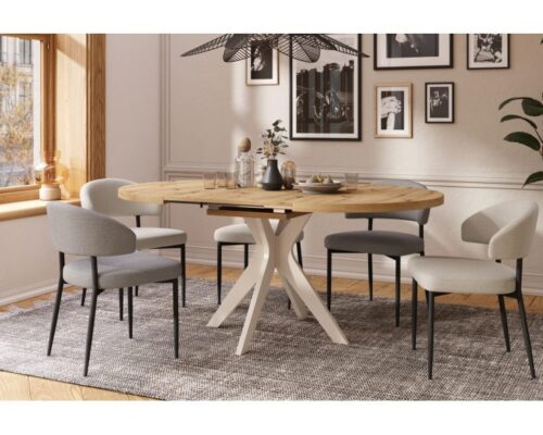 Rundt spisebord på 90-145 cm - udtræksbord