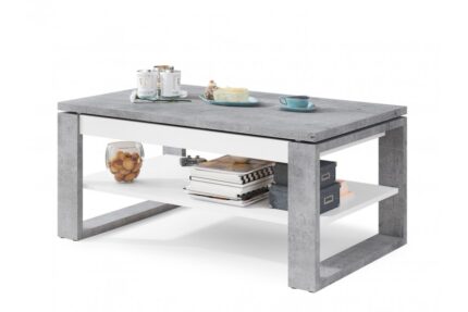 NUO – moderne hæve-/sænke sofabord 110 cm - beton -hvid