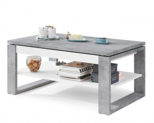 NUO – moderne hæve-/sænke sofabord 110 cm - beton -hvid