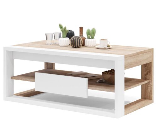 Sofabord med hævefunktion - Hæve-/sænke sofabord - Eg - Hvid