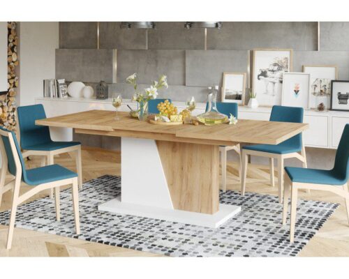 Spisebord med synkront udtræk 160-218 cm