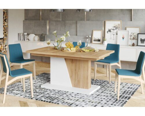 Spisebord med synkront udtræk 160-218 cm