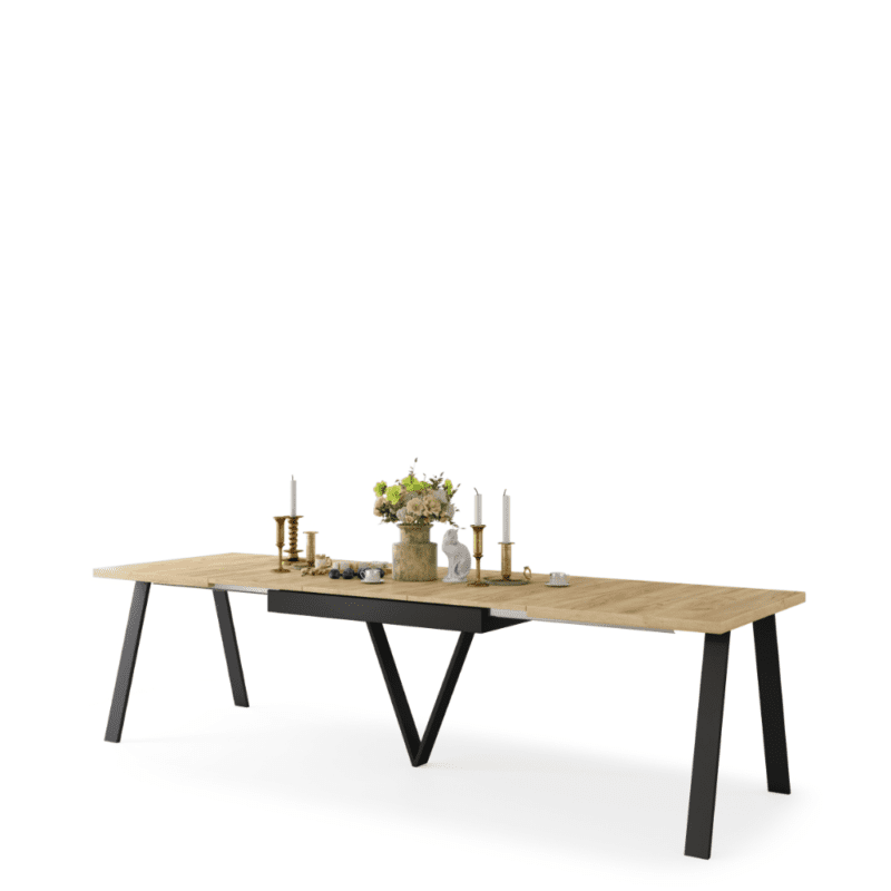 AVERY Spisebord 140-290 cm | Gylden Eg & Sort