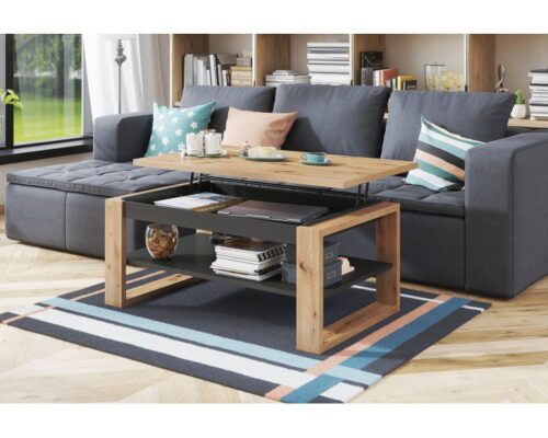 NUO – moderne hæve-/sænke sofabord 110 cm - Artisan Eg - Antracit