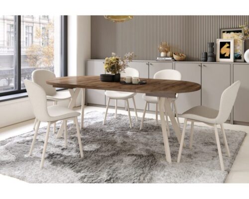 Rundt spisebord med udtræk 100-200 cm