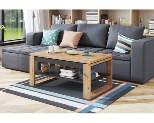 NUO – moderne hæve-/sænke sofabord 110 cm - Artisan Eg - Antracit