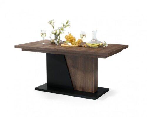 Spisebord med synkront udtræk 160-218 cm - Brun - Sort