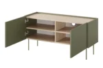 Moderne Olivengrøn tv-bænk på 120 cm med 2 låger og soft-close funktion.