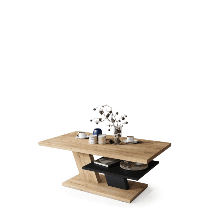 Sofabord med hylde Cliff / gylden eg