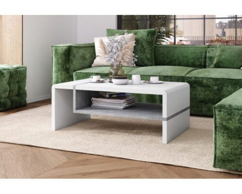 Stuebord med hylde - Hvid - Beton