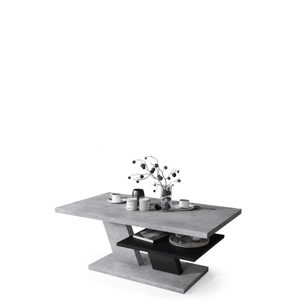 CLIFF Sofabord 110 cm | Beton-look & Sort | Moouey