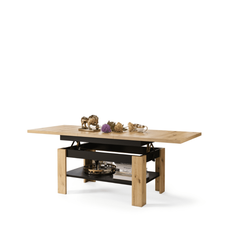 Sofabord med højdejustering og hylde i Artisan Eg