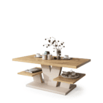 Moderne sofabord i Artisan Eg og beige med to praktiske hylder